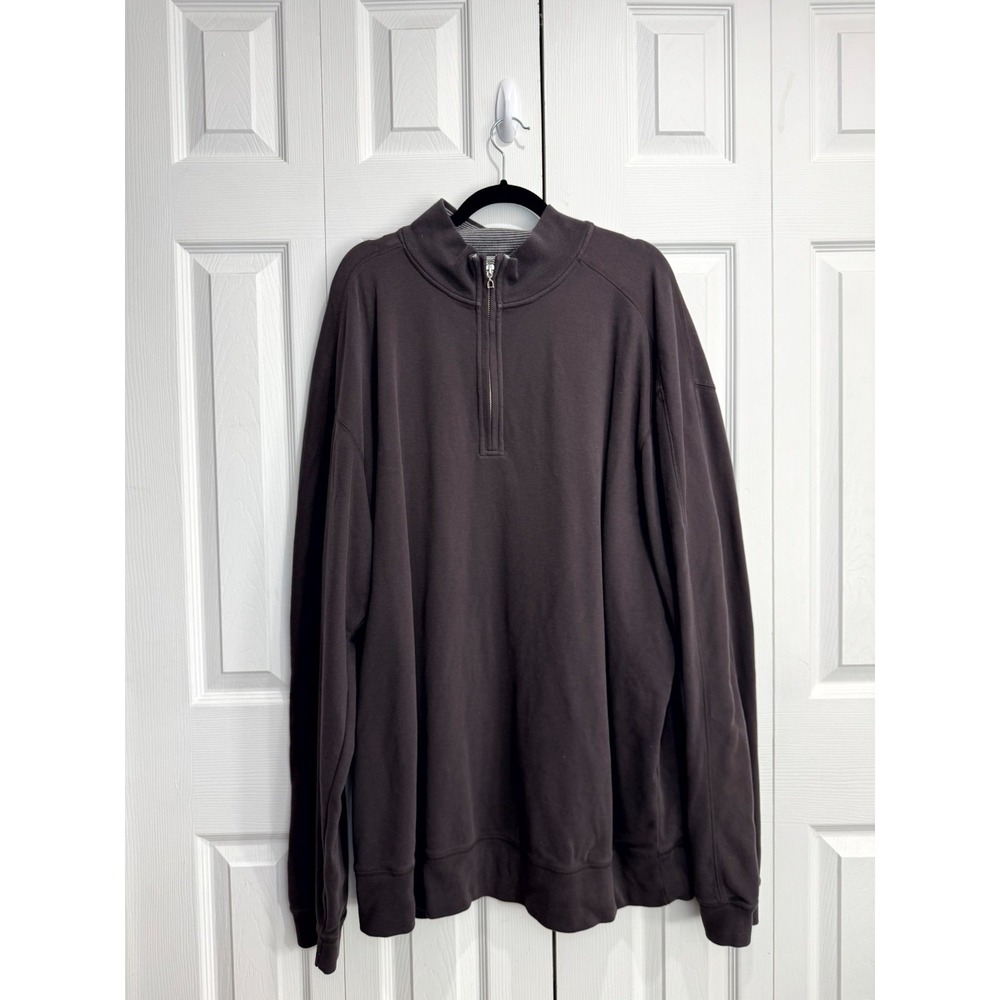 Robert Talbott Quarter-Zip Sweater Men's Brown 2XL Long‎ Sleeve Pullover Casual